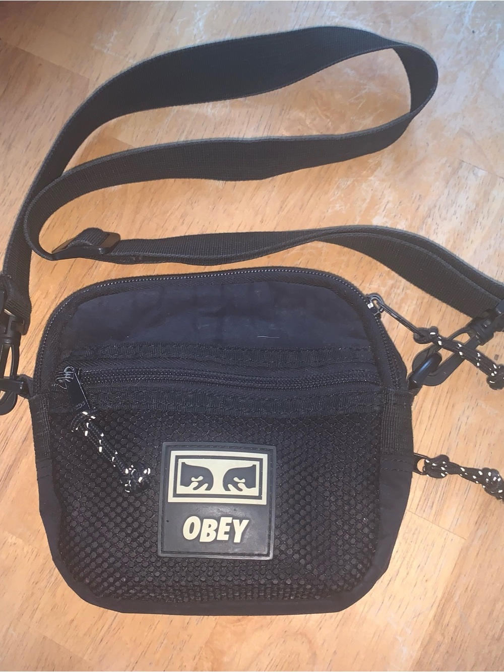Obey Black Men's Crossbody Belt Bag with Mesh Front